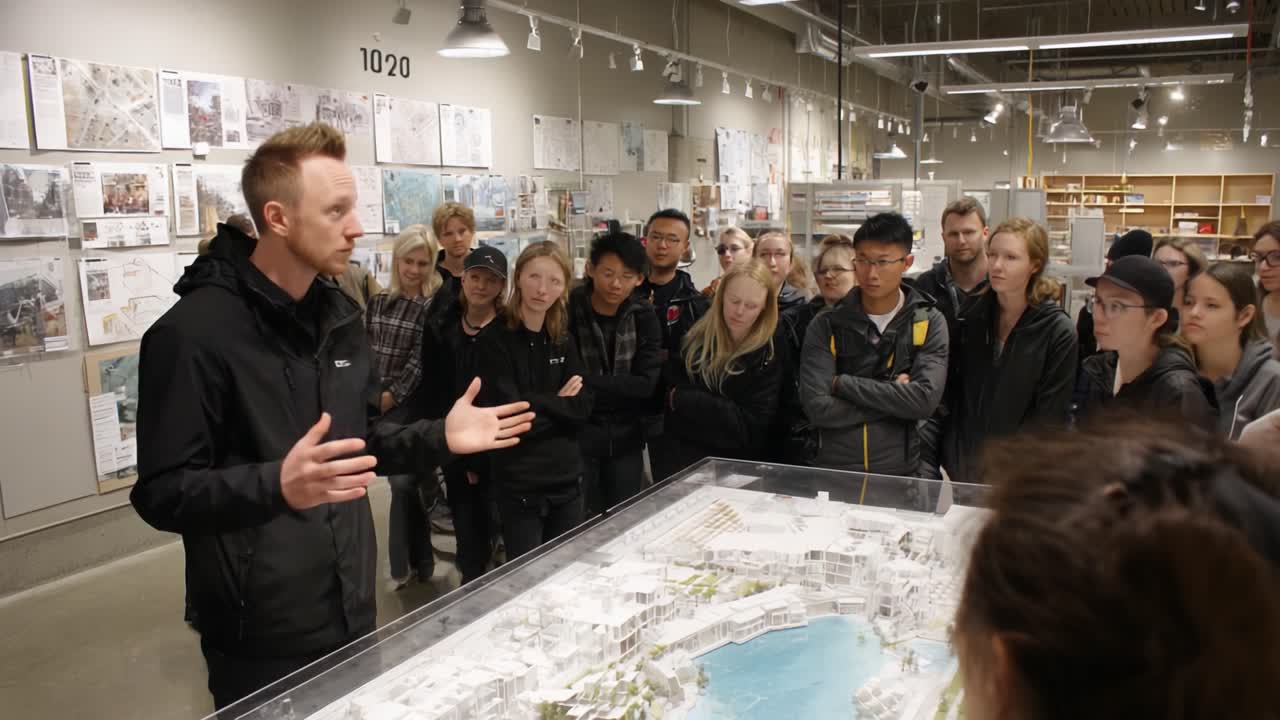 Instructor Engages Students in Architectural Discussion Around Detailed Model, Inspiring Curiosity and Interaction in a Collaborative Learning Environment