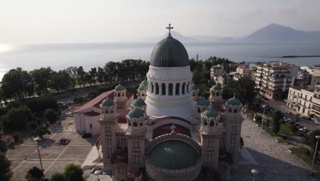 greek orthodox church of saint andrew on coastline of patras