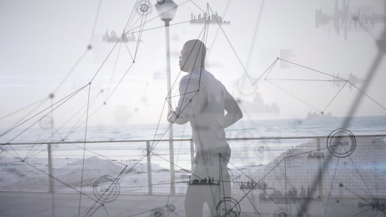 연결 네트워크의 애니메이션과 데이터 처리가 사람에 의해 실행됩니다.