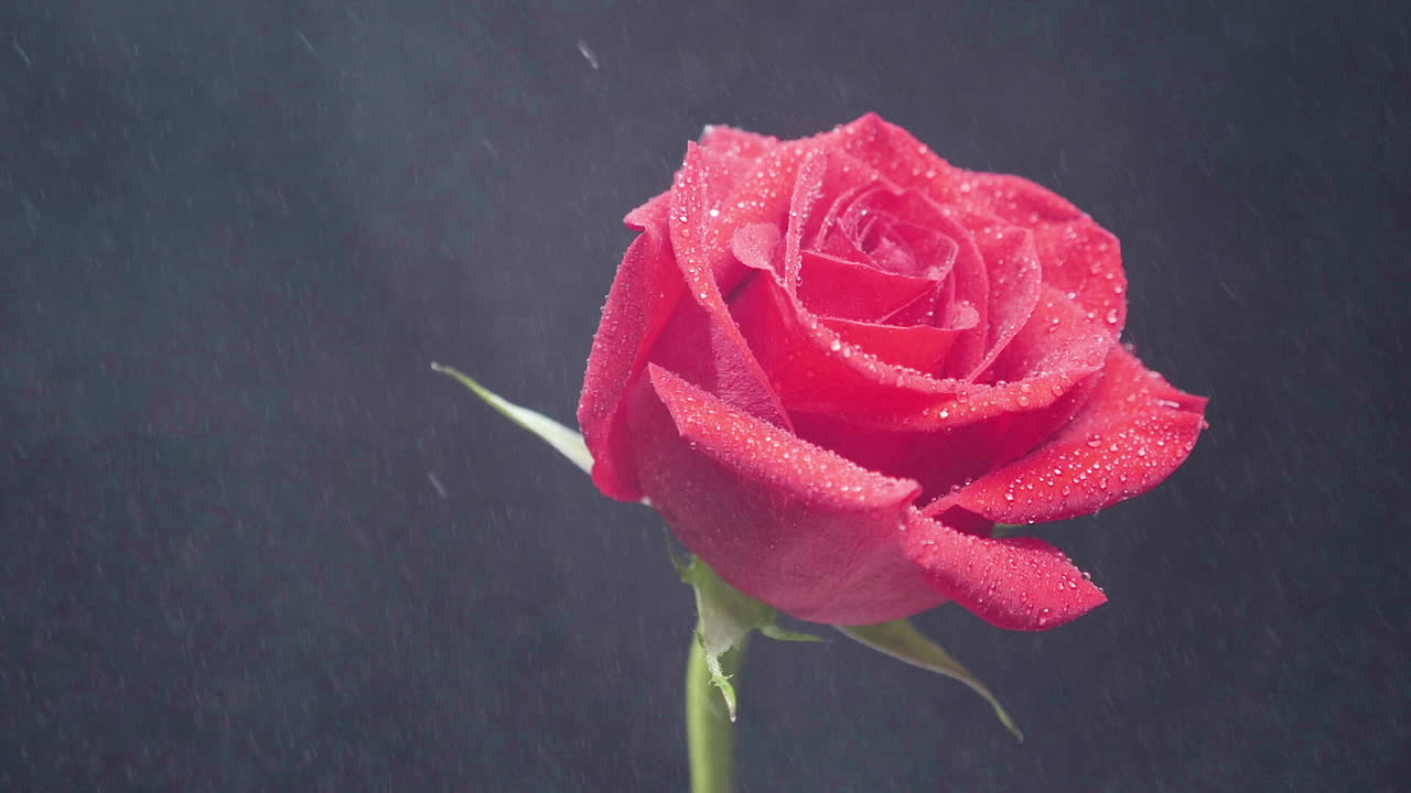 물방울이 있는 은 장미