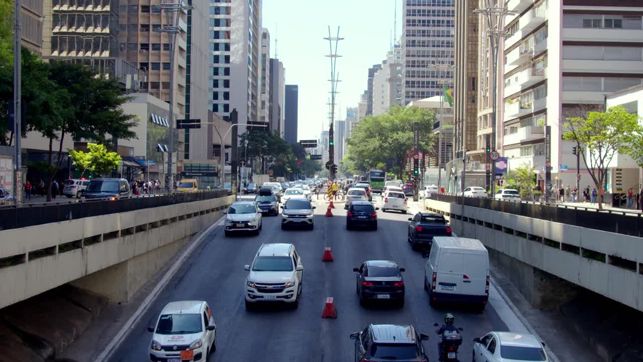 Busy City Street in Sao Paulo, Brazil