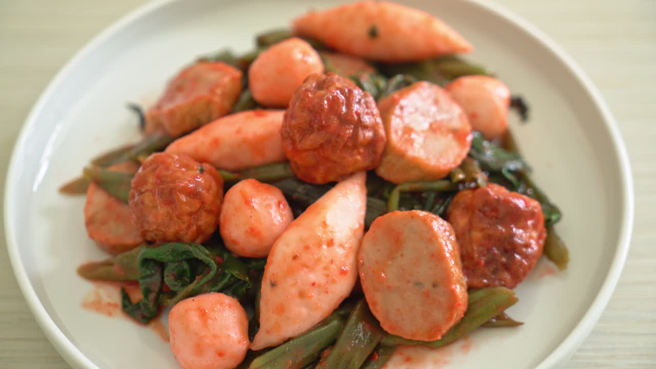 엔타포 소스를 곁들인 생선구이 볶음 - 아시아 음식 스타일