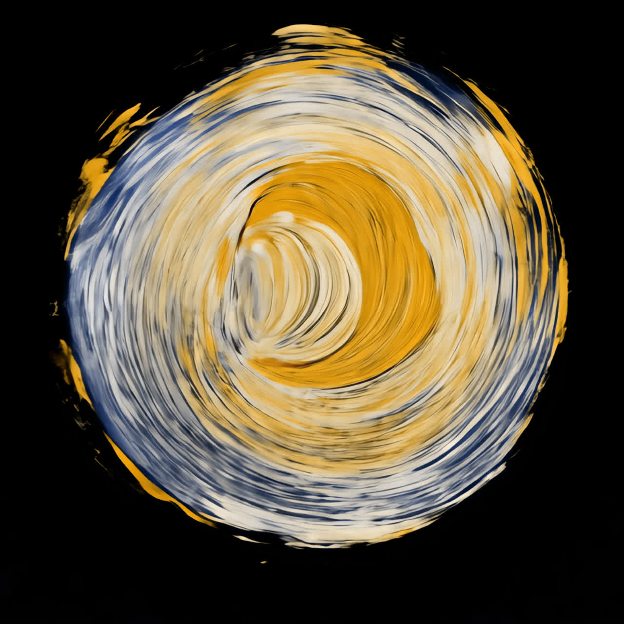 Abstract swirling sun painting by Vincent van Gogh animation isolated asset, transparent 4K video