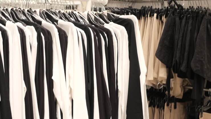 Primo piano di molti display di panni da donna in vendita