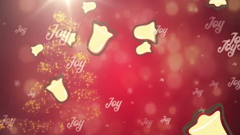 animation of christmas greetings text over christmas bell decorations