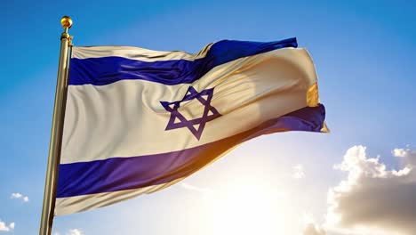 the israeli flag waving in the wind