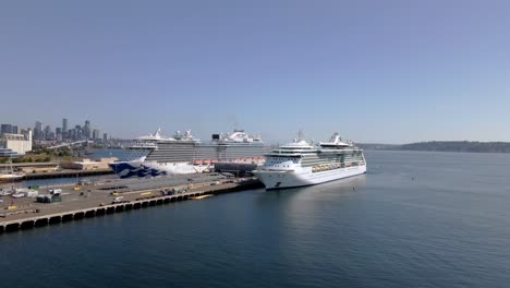 footage of cruise ships docked in seattle, washington, usa