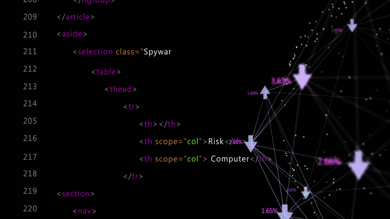 Animation of computer data processing over globe