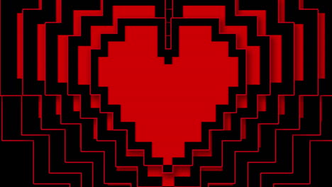 pixel hearts appearing on black background