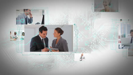 animation of moving screens with different business situations