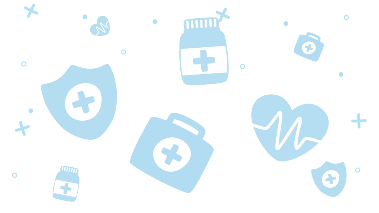 Light Blue Medical Icons | Premium Stock Video Footage