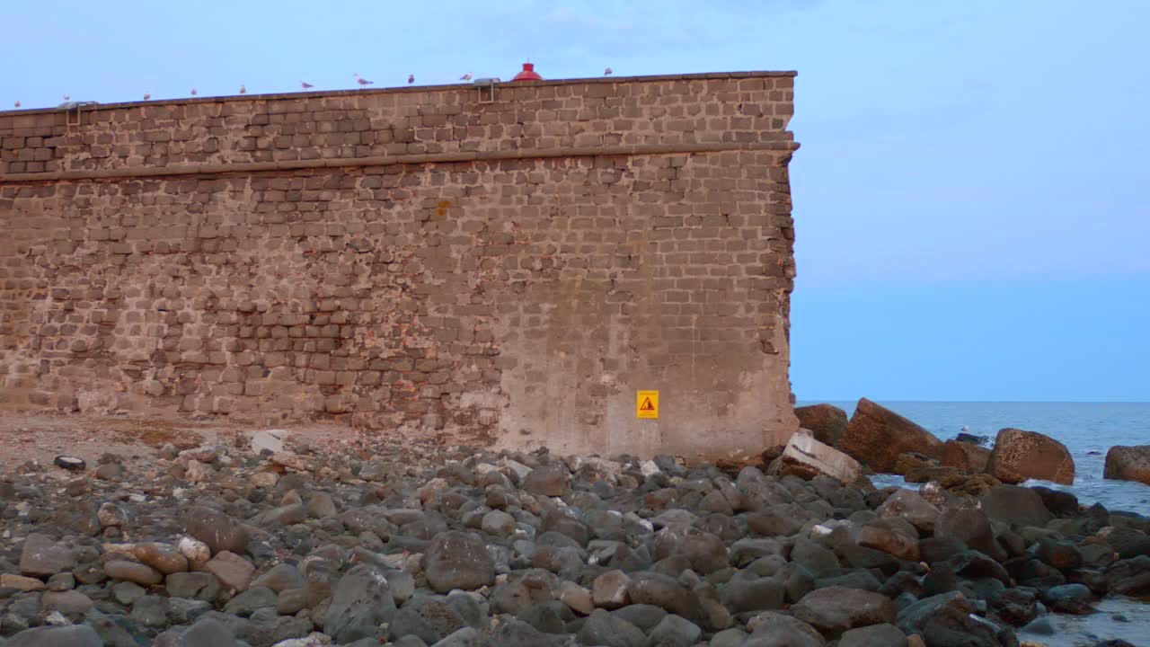 Brescou Fort built on rocky shoreline in Agde, France. French architecture