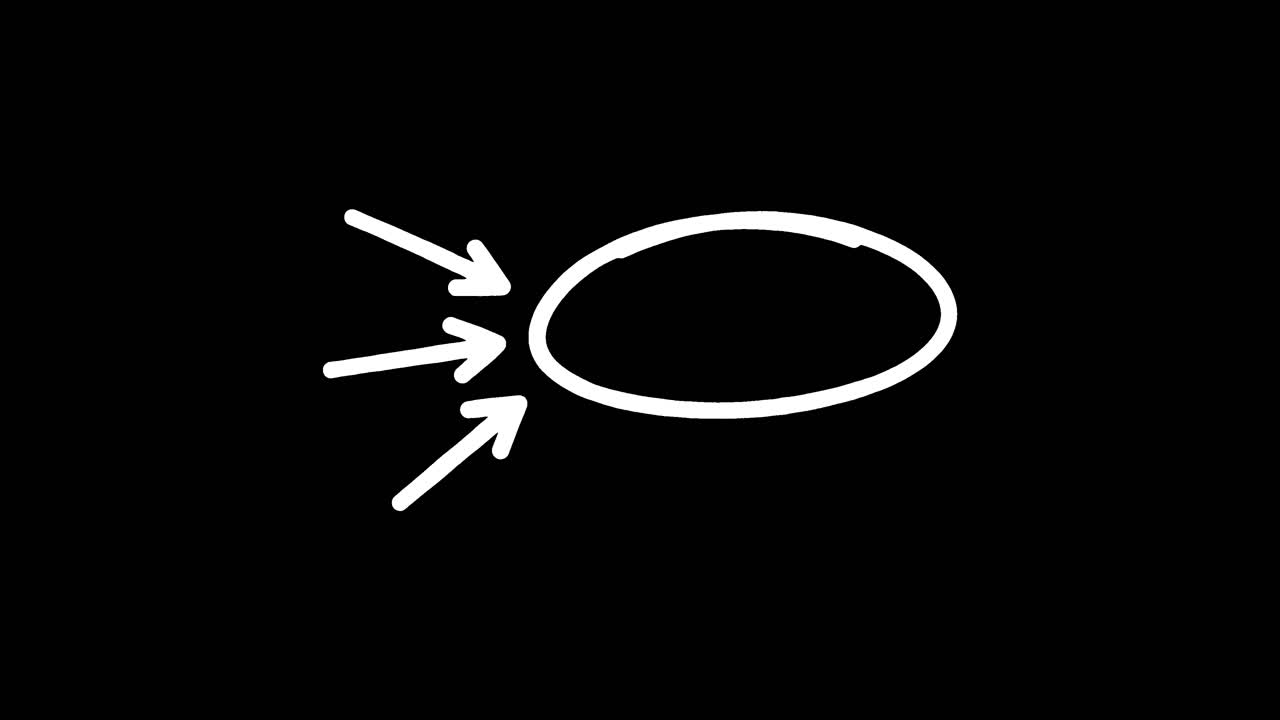 Animated Arrows Pointing at a Changing Oval Shape