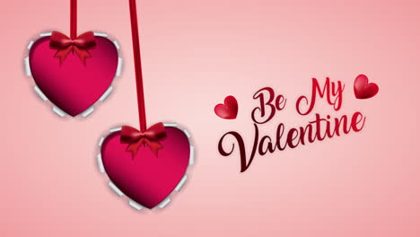 valentines day animated card with hearts hanging