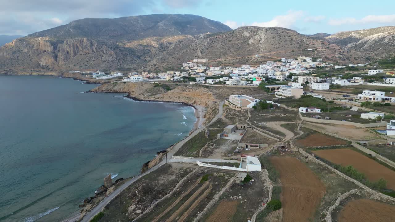 Aerial View of a Coastal Town in Crete, Greece