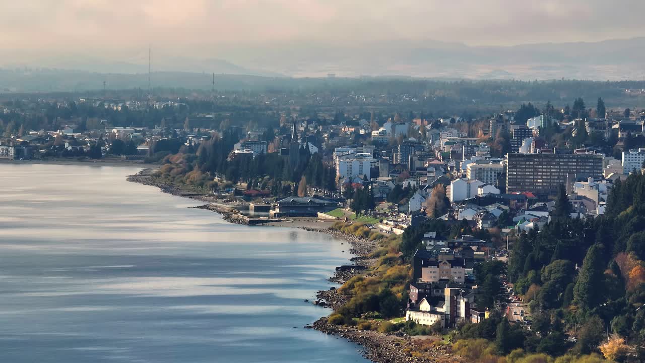 Aerial View Of San Carlos de Bariloche In Argentina Beside Nahuel Huapi Lake