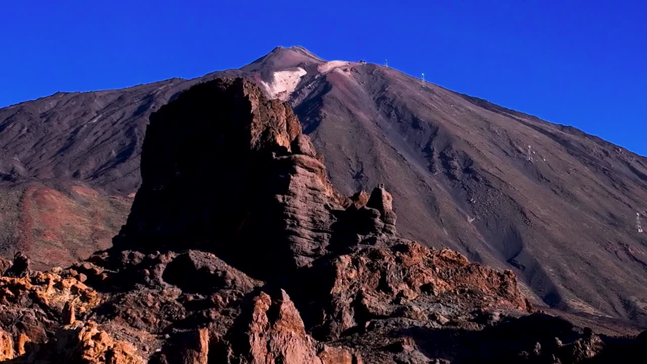 Aerial of Teide volcano at sunrise in Tenerife showing natural beauty