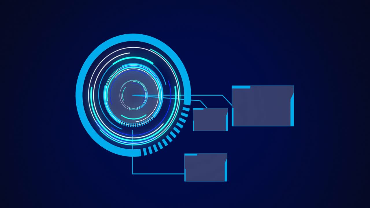 Animation of scopes scanning and data processing on digital screen