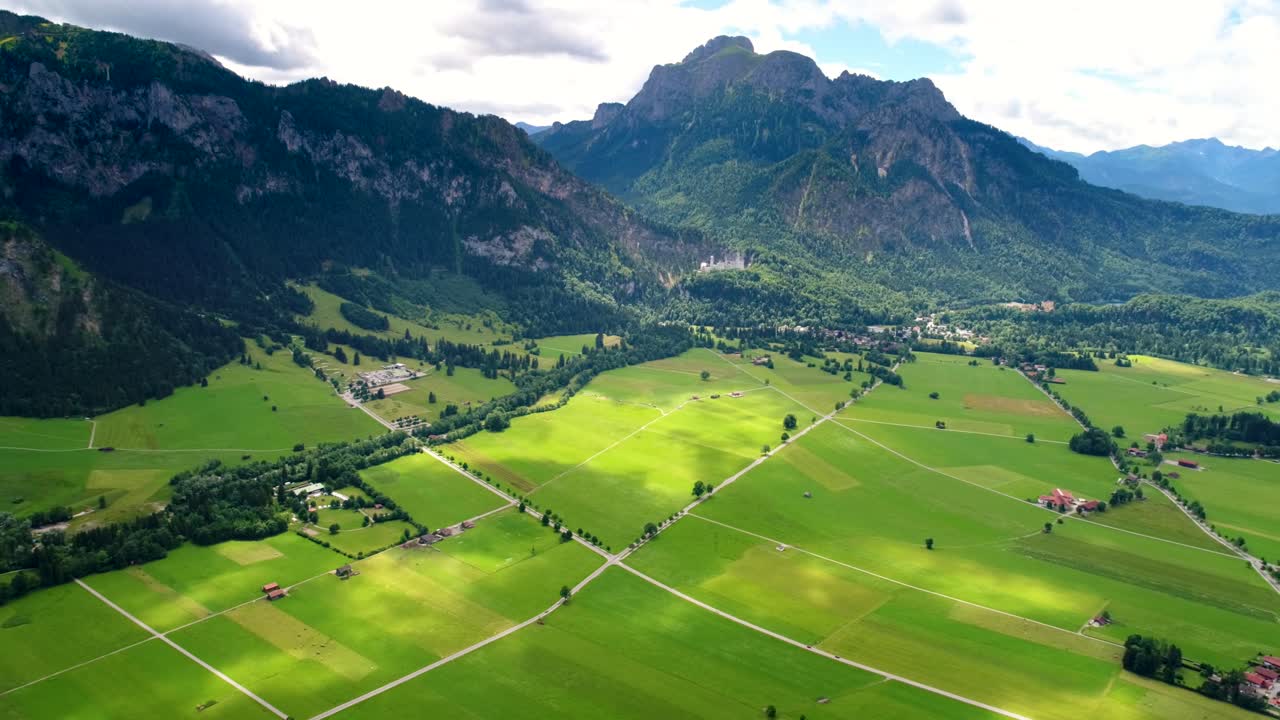 항공 파노라마 forggensee와 schwangau, 독일, 바이에른