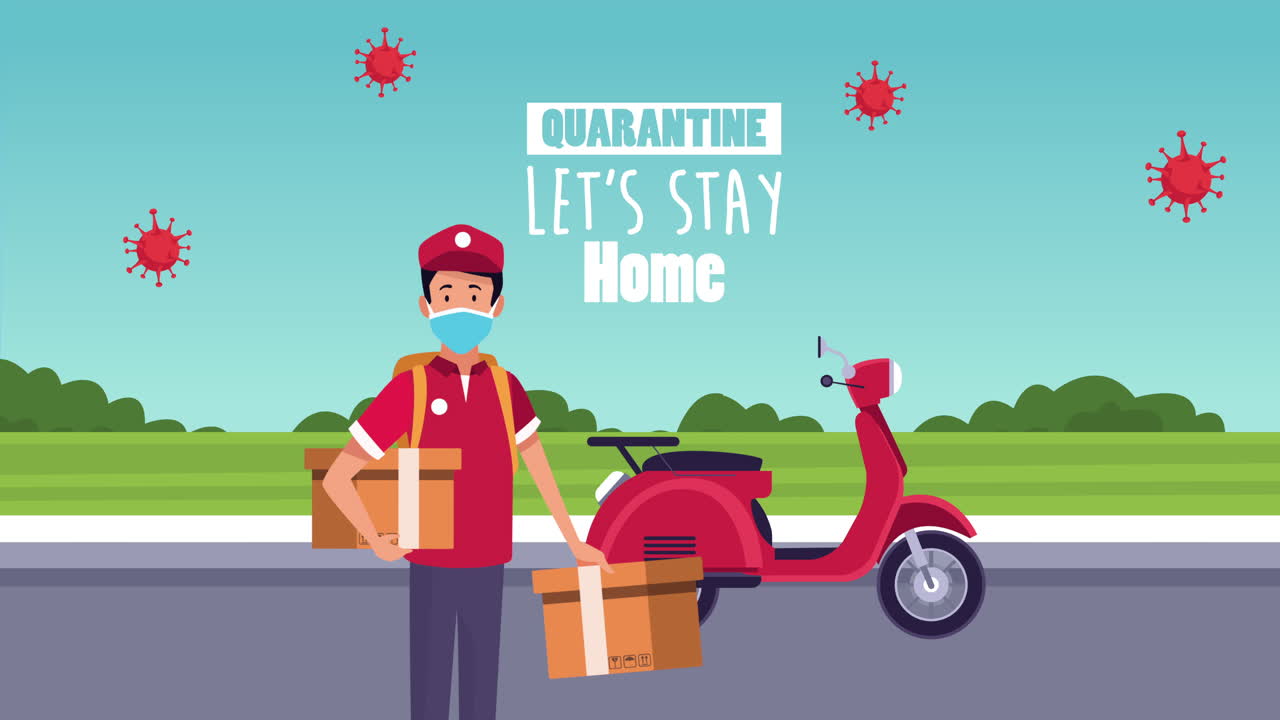 모터사이클을 타고 배달 노동자와 함께 집에 머무르는 캠페인