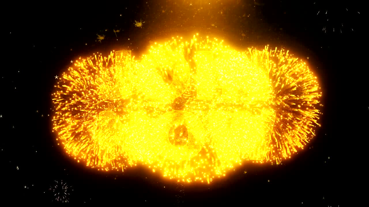 ahora unirse texto en la exhibición de fuegos artificiales partículas de explosión.