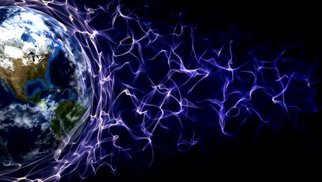 earth in fibers ring, universe concept animation