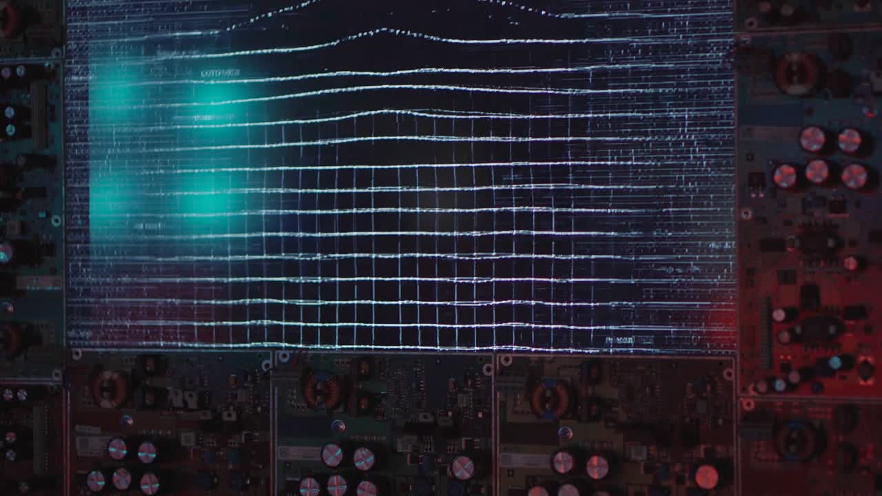 디스플레이 및 시각 데이터와 함께 전자 회로 보드