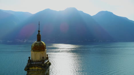 bell tower over sea coast 4k