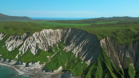 dramatic coastal cliffs and lush vegetation