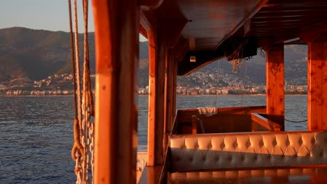 sunset view from a wooden boat