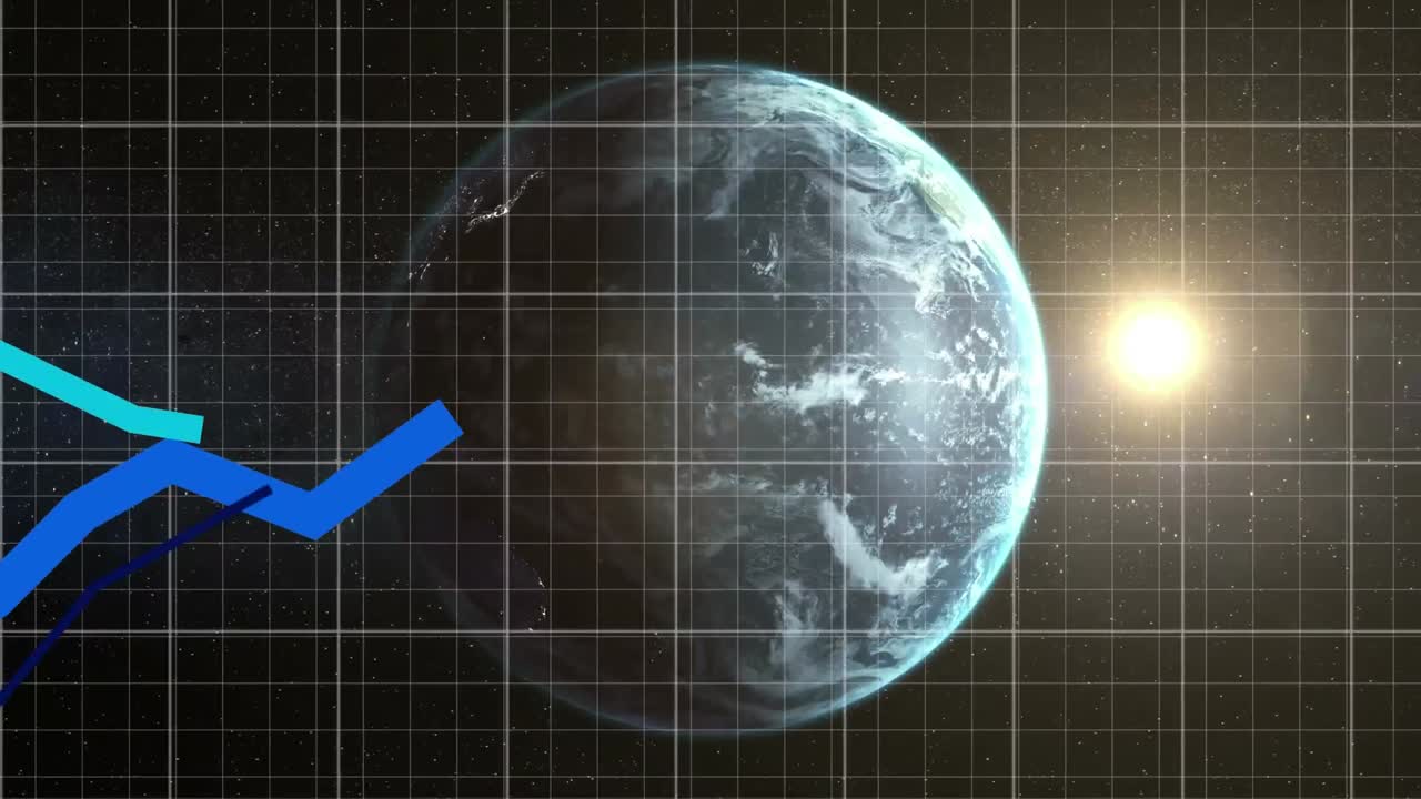 그리드  ⁇ 글로브를 회전시키는 파란 그래프의 애니메이션