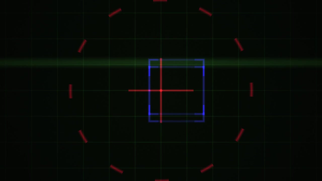 Digital Radar Screen with Scanning Grid and Moving Targets