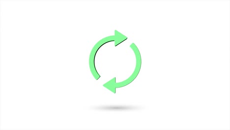 3d animated flat recycle symbol icon with shadow isolated on white background. rotating recycle symbol icon. 4k video motion graphic animation.