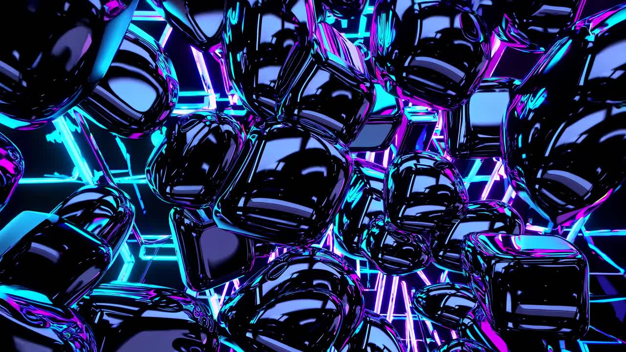 Abstract Futuristic Neon Geometric Shapes