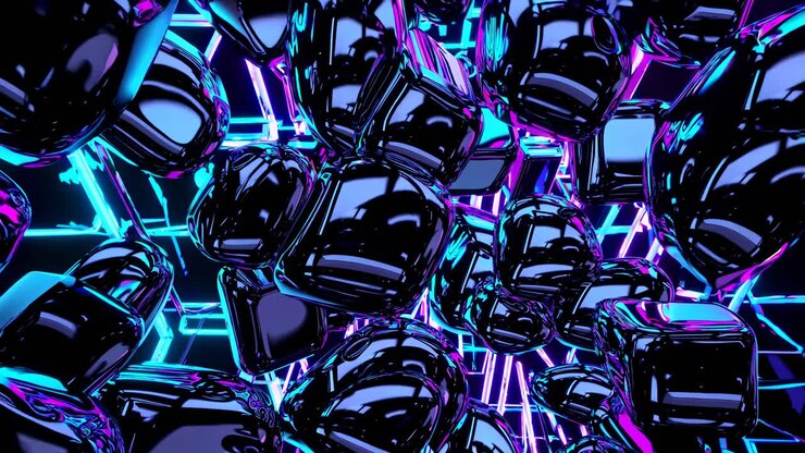 Abstract Futuristic Neon Geometric Shapes