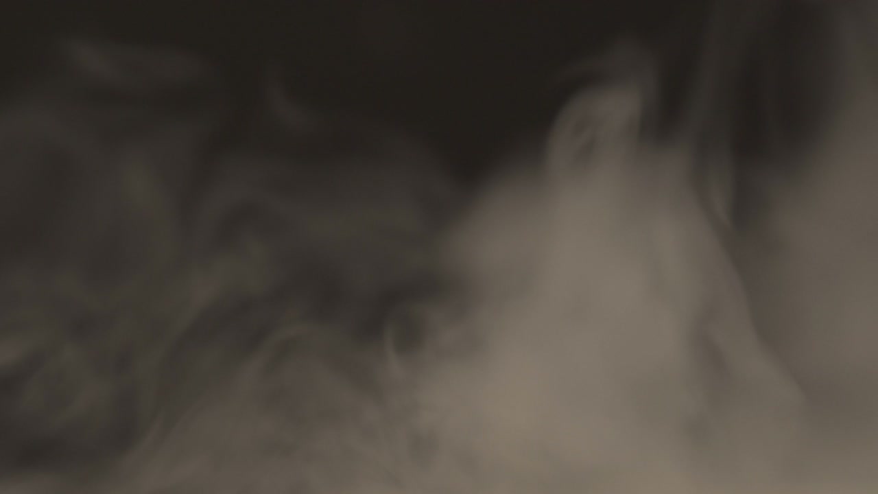 색 연기가 위로 어나오고 혼란스럽습니다.