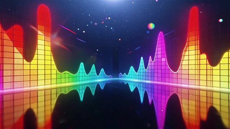 Futuristic Rainbow Neon Music Equalizer Visualizer Background