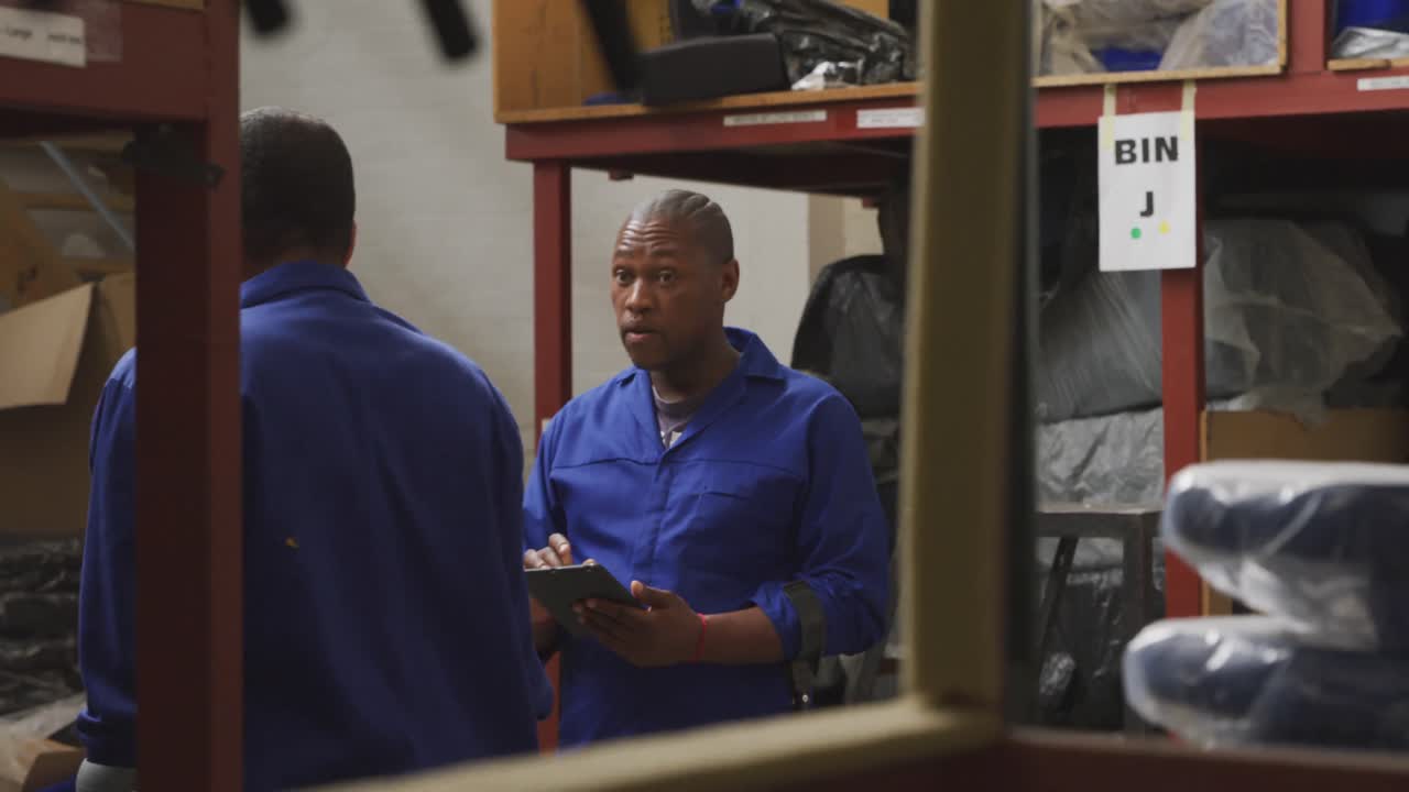 Worker writing notes