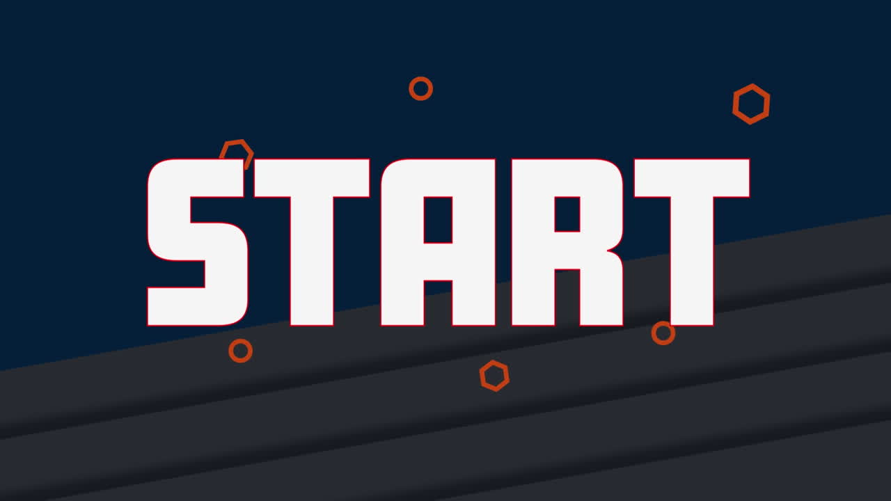 animación del texto de inicio sobre los marcadores de repetición en fondo negro