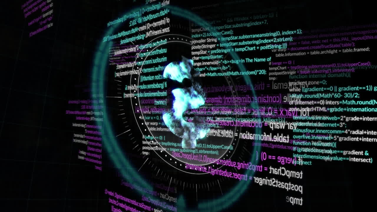 animación de un dólar girando sobre el procesamiento de datos sobre un fondo negro