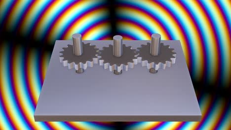 conceptual art of a mechanism with 3 gears in operation.