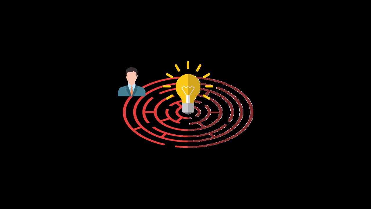 Businessman Finds Solution to Maze with Glowing Light Bulb Idea