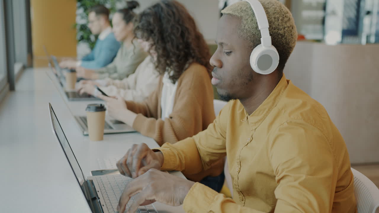 Coworkers Working in Modern Office