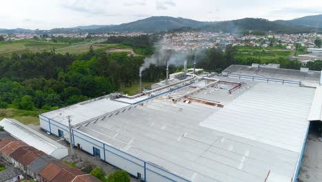 industrial furnace chimneys aerial view