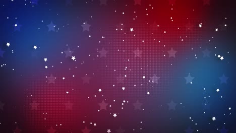 animation of white stars falling over red and blue background