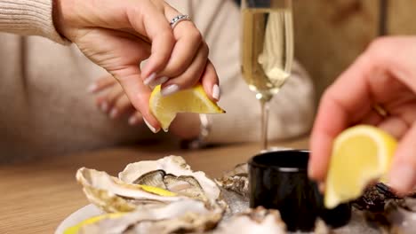 oysters with lemon and champagne