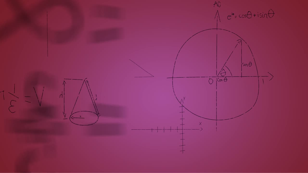 animación de fórmulas matemáticas escritas a mano sobre un fondo rosa