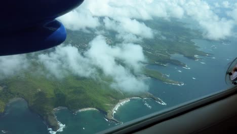 epic aerial view from the bn2 islander flying over the caribbean island of grenada