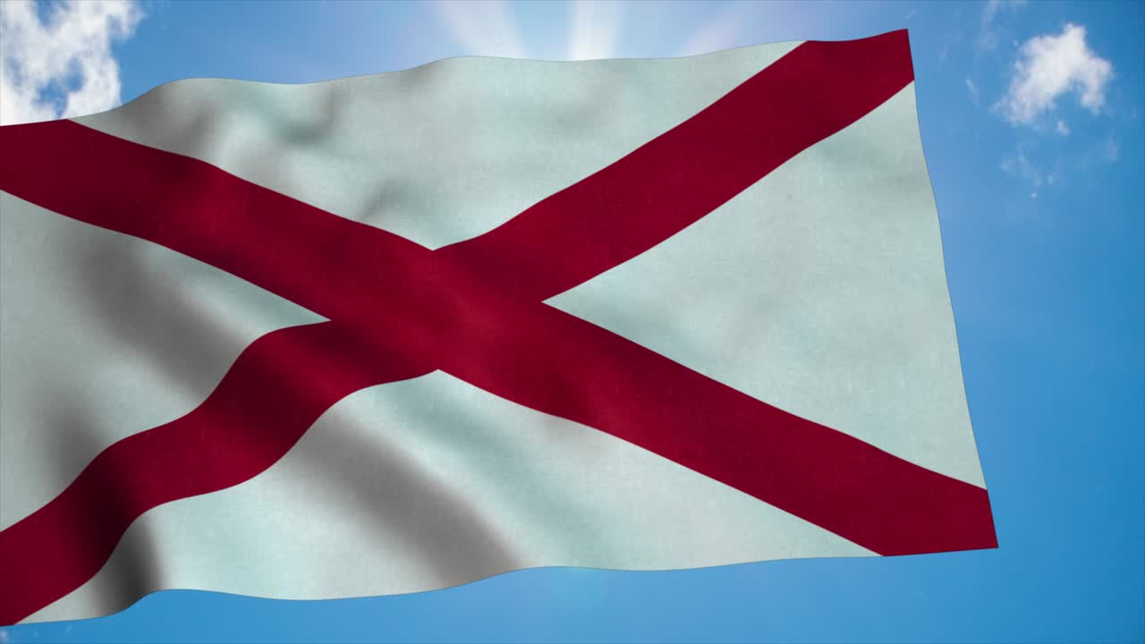 하늘에서 바람에 흔들리는 발 기둥에 있는 앨라배마 발