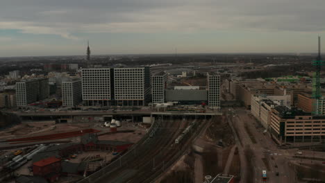 aerial shot of nordic cityscape on a quiet morning
